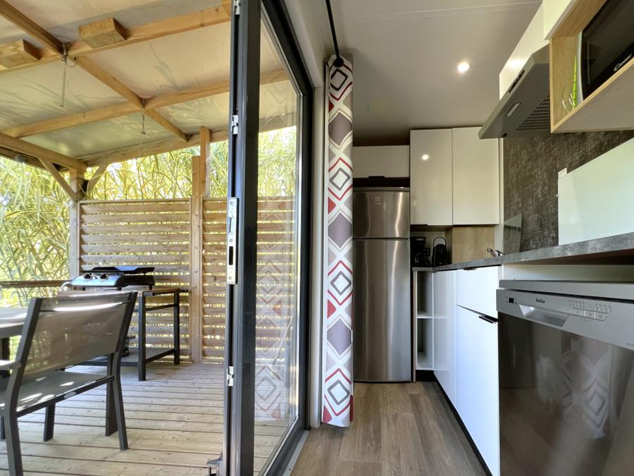 Mobilhome 6 personnes - Mobil-home Premium 32 m² 3 chambres + terrasse 21m² + TV + LV + clim + plancha 6 pers 23