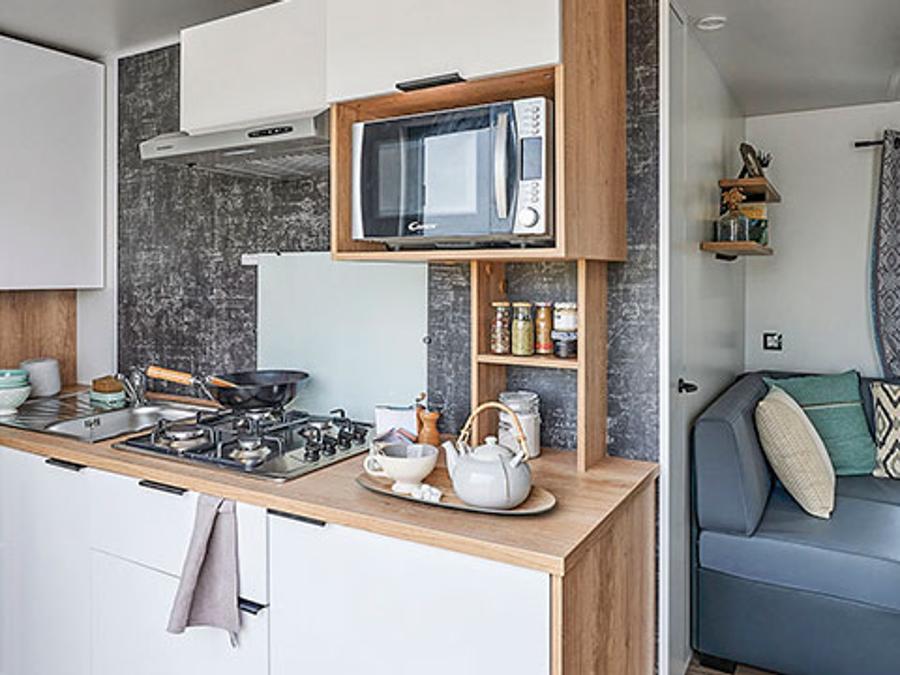 Mobilhome 6 personnes - Mobil-home Premium 32 m² 3 chambres + terrasse 21m² + TV + LV + clim + plancha 6 pers 2