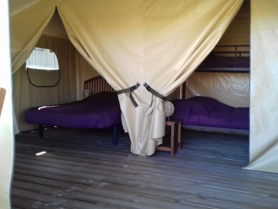 Tente en toile et en bois 5 personnes - Ecolodge Freeflower confort 2 chambres 30m² - sans sanitaires 5 pers 8