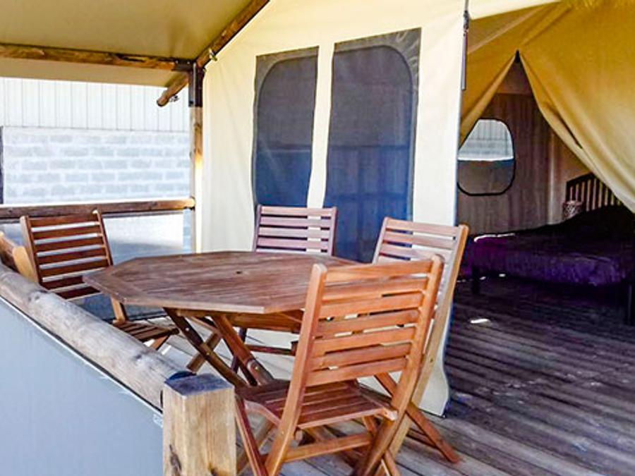 Tente en toile et en bois 5 personnes - Ecolodge Freeflower confort 2 chambres 30m² - sans sanitaires 5 pers 1