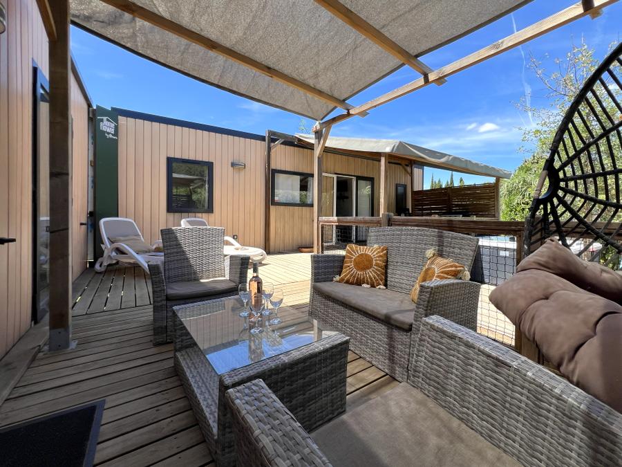 Mobilhome 10 personnes - Mobil-home Tribu Premium 5 chambres + terrasse 44m² + TV + LV + clim + plancha + 2 SDB 10 pers 15
