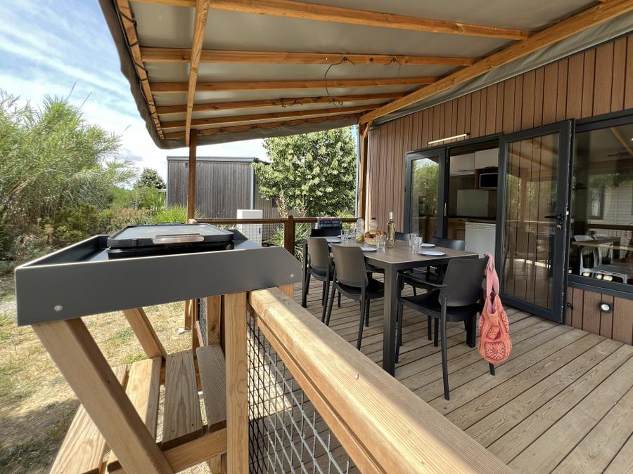 Mobilhome 6 personnes - Homeflower Premium 35 m² 3 chambres + terrasse 21m² + TV + LV + Clim + Plancha 6 pers 7