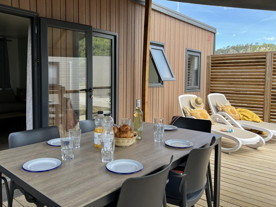 Mobilhome 6 personnes - Homeflower Premium 35 m² 3 chambres + terrasse 21m² + TV + LV + Clim + Plancha 6 pers 6