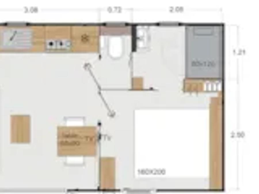 Mobilhome 2 personnes - Mobil-home Premium 22 m² 1 chambre + terrasse 17m² + TV + LV + Climatisation + Plancha 2 pers 4