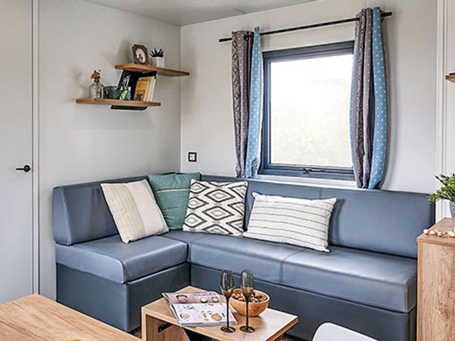 Mobilhome 6 personnes - Mobil-home Premium 38 m² 3 chambres + terrasse 21m² + TV + LV + clim + plancha + 2 SDB 6 pers 2