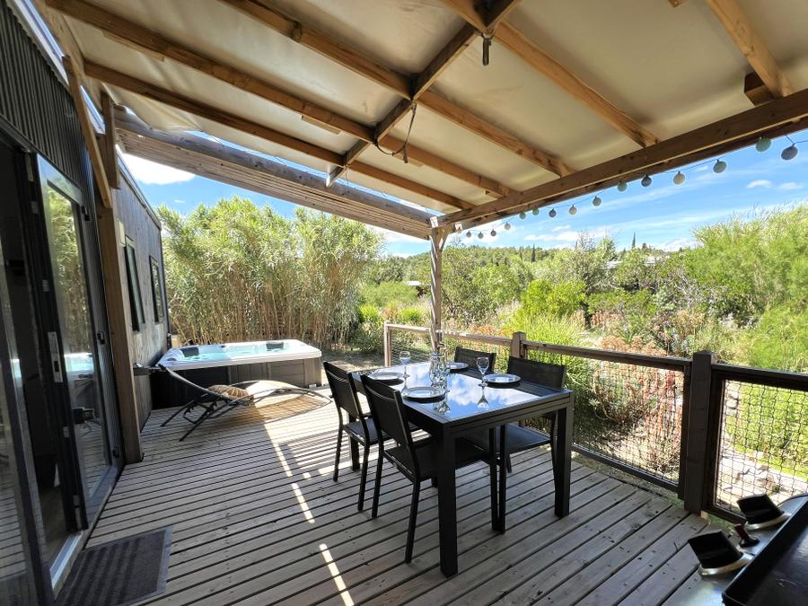 Mobilhome 6 personnes - Mobil-home Premium 38 m² 3 chambres + terrasse 21m² + TV + LV + clim + plancha + 2 SDB 6 pers 12