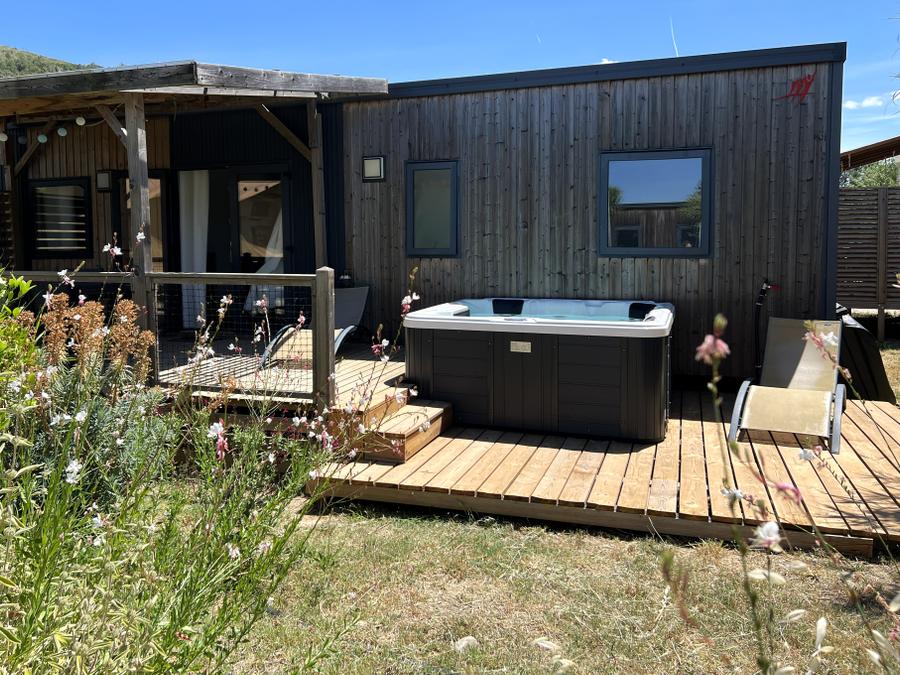 Mobilhome 6 personnes - Mobil-home Premium 38 m² 3 chambres + terrasse 21m² + TV + LV + clim + plancha + 2 SDB 6 pers 5