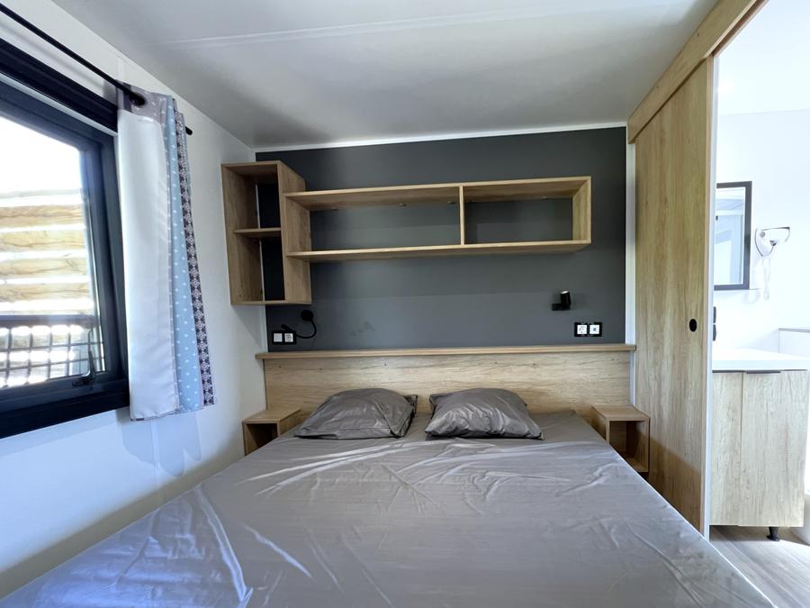 Mobilhome 6 personnes - Mobil-home Premium 38 m² 3 chambres + terrasse 21m² + TV + LV + clim + plancha + 2 SDB 6 pers 9