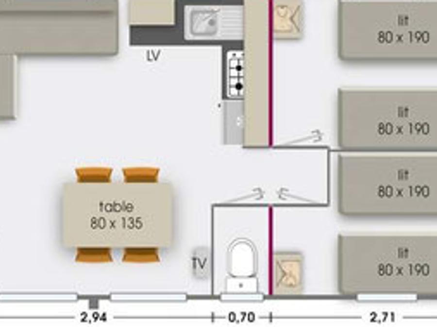 Mobilhome 6 personnes - 3 chambres 4