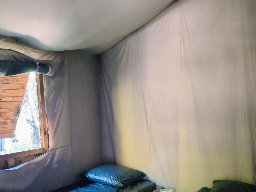 Tente en toile et en bois 4 personnes - Cabane Lodge sur Pilotis Confort 27m² - 2 chambres + terrasse couverte 7