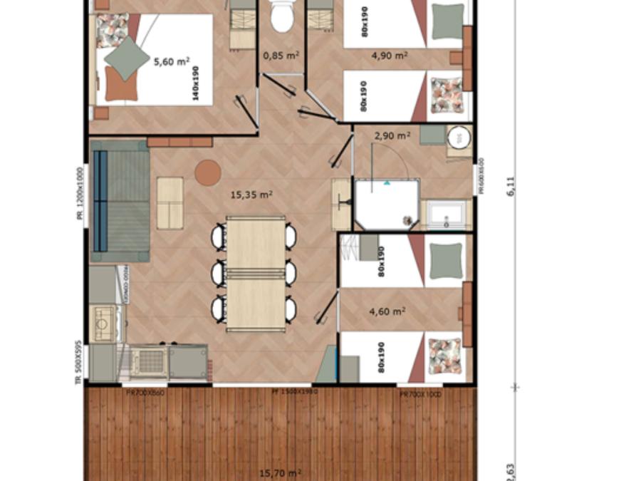 Chalet 6 personnes - Chalet sésame - 35 m2 - 3 chambres 5