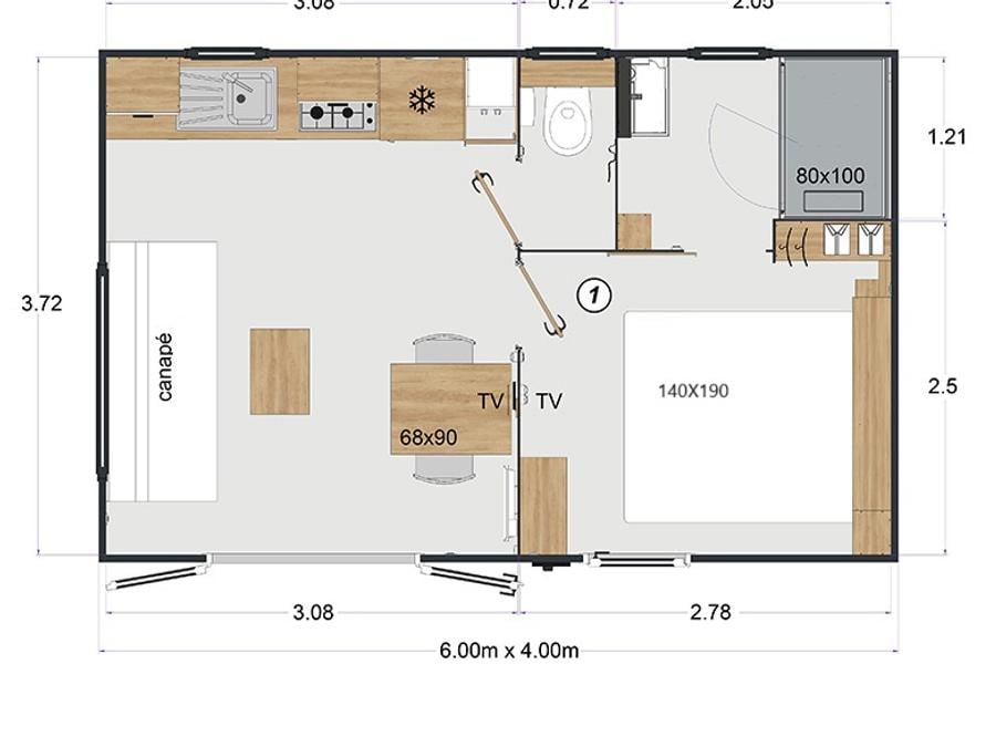 Mobilhome 2 personnes - Couple (1 Chambre) 11