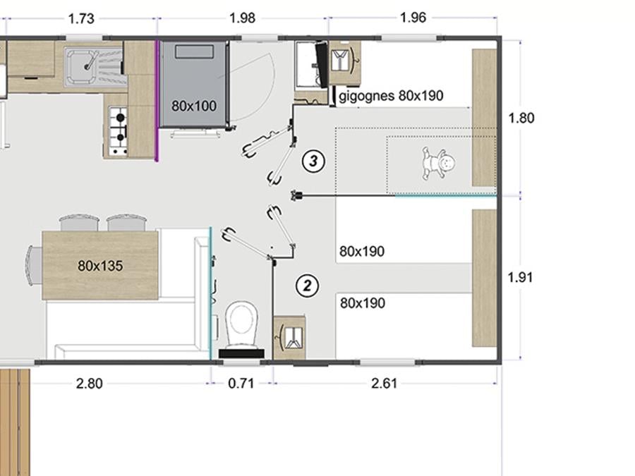 Mobilhome 6 personnes - Mobil Home 3 Chambres Cota 4