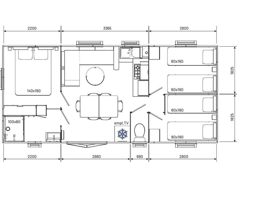 Mobilhome 6 personnes - Confort 3 chambres -TV 8