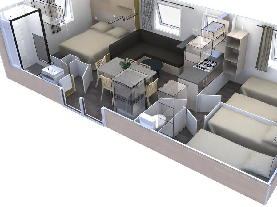 Mobilhome 6 personnes - Mobil-home Confort - 3 chambres - Clim - TV - 33m² 6