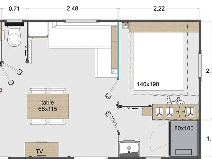 Mobilhome 4 personnes - 2 chambres - Climatisation - TV - 29m² 7