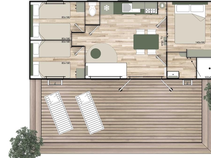 Mobilhome 2 personnes - Mobilhome 3 - 35m² - 3 chambres PRIX POUR 2 PERSONNES 1