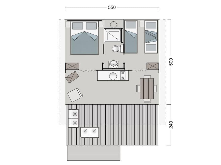 Tente en toile et en bois 5 personnes - LODGE TENT 5