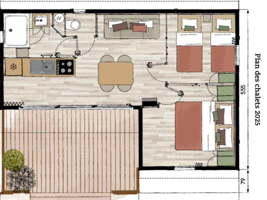 Chalet 4 personnes - Premium 32m² - 2 chambres (CLIM + TV + Plancha) 8