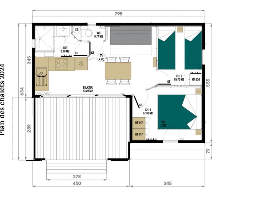Chalet 4 personnes - Premium 32m² - 2 chambres (CLIM + TV + Plancha) 9