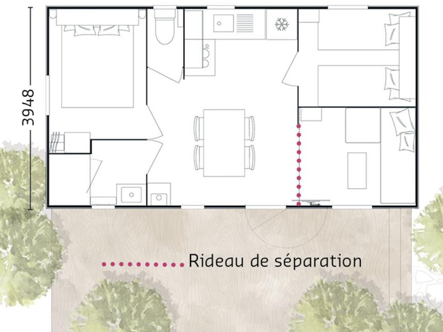 Mobilhome 6 personnes - MODULO 2 chambres 6