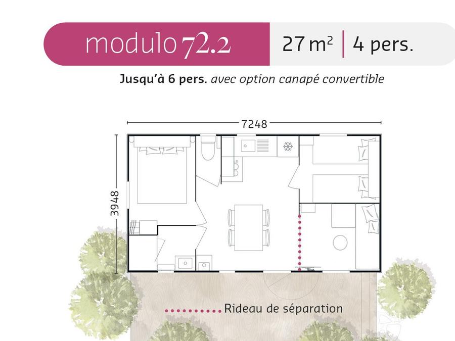 Mobilhome 4 personnes - CONFORT - 2 chambres - Climatisation 2