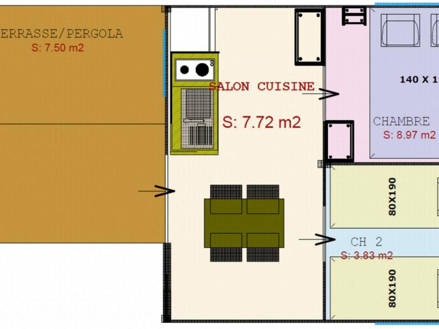 Tente 4 personnes - 2 chambres 2