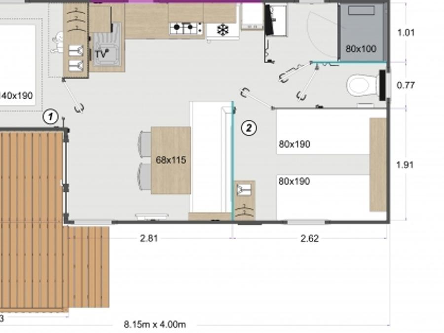 Mobilhome 4 personnes - SAINT FLORENT Grand Confort - 2 chambres 6