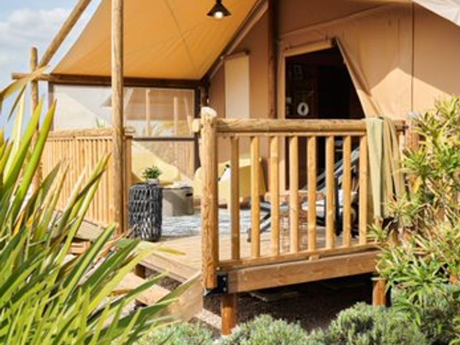 Tente en toile et en bois 5 personnes - Lodge EVASION - 2 chambres - avec sanitaires 6