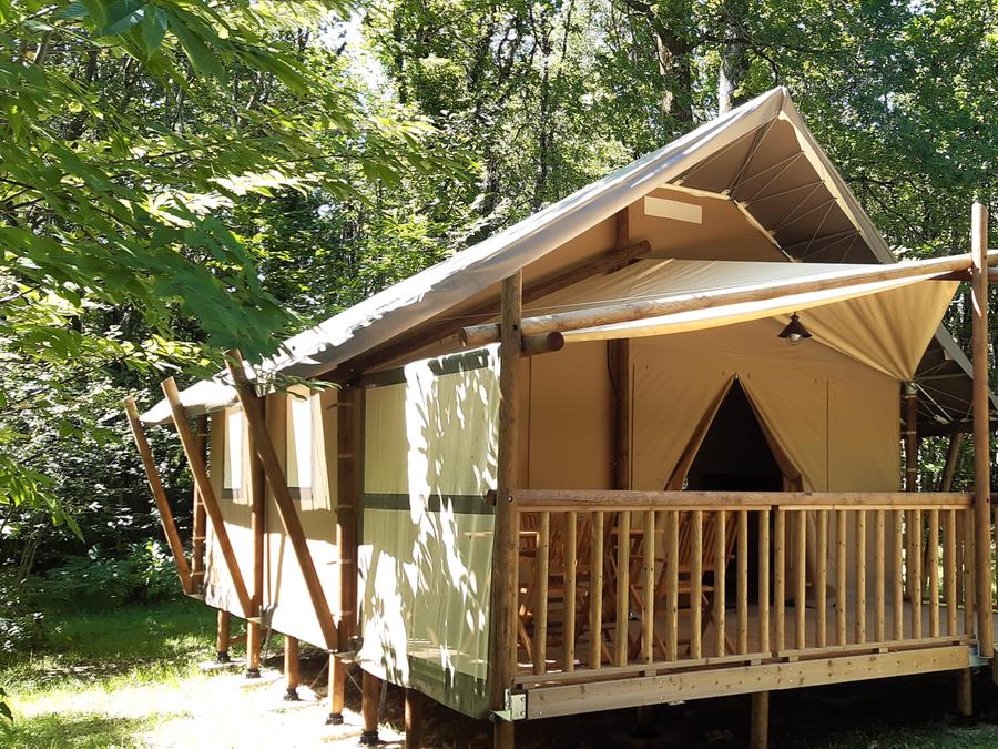 Tente en toile et en bois 5 personnes - Lodge EVASION - 2 chambres - avec sanitaires 10