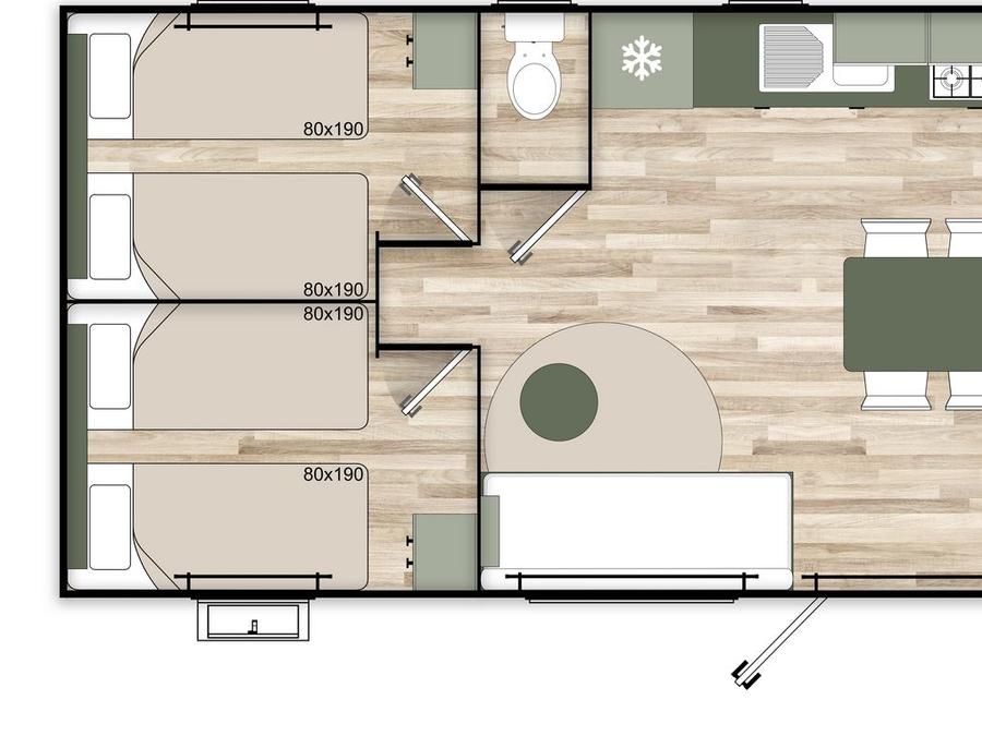 Mobilhome 6 personnes - Lac de Sainte Croix (Premium) - 35m² 3 chambres 4