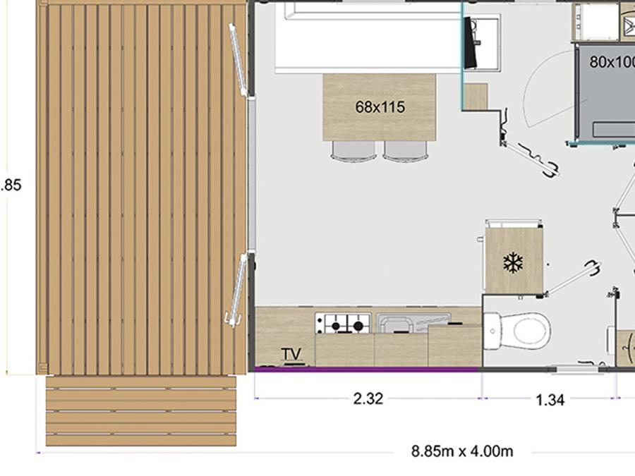 Mobilhome 4 personnes - Banon (Privilège) - 26m² 2 chambres 5