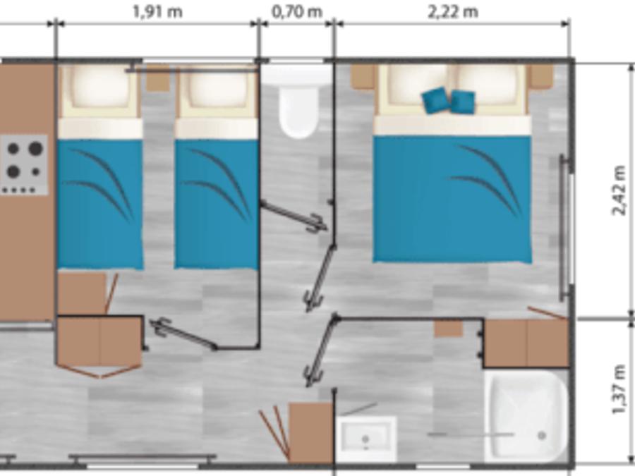 Mobilhome 4 personnes - Confort Plus 2 CH 4 pers 4