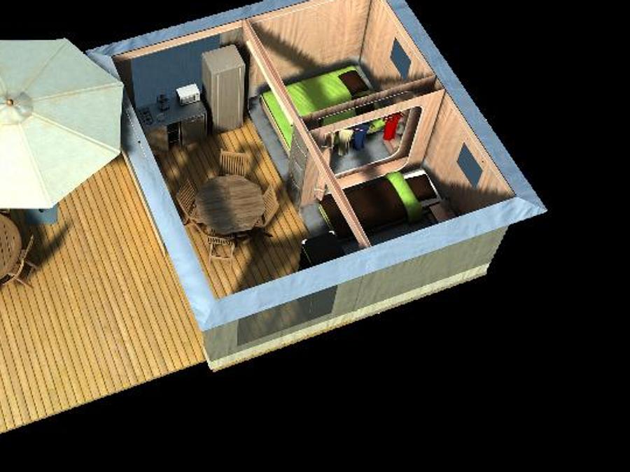 Bungalow toilé 4 personnes - CARAÏBES 20m² 2 chambres 3