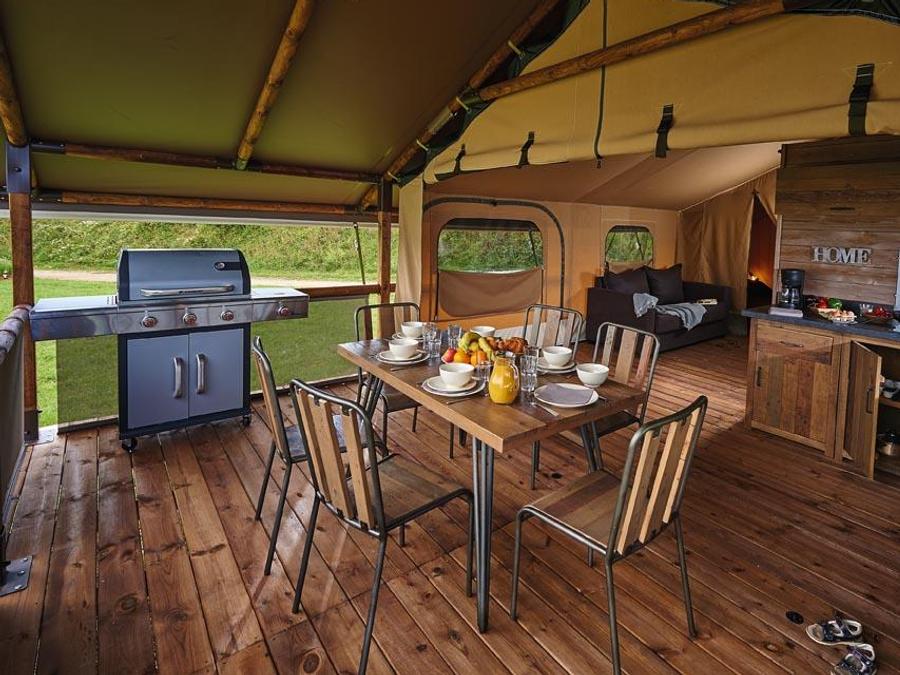 Tente en toile et en bois 5 personnes - Lodge KENYA 46m² 1