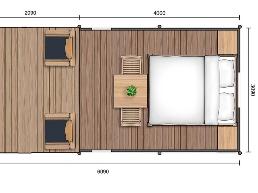 Tente en toile et en bois 2 personnes - Lodge Duo 4