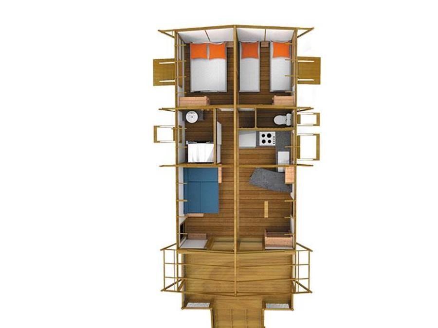 Tente en toile et en bois 5 personnes - Lodge Luxe nature surplombant la rivière avec vue panoramique - climatisé 4