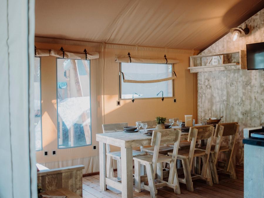 Tente en toile et en bois 5 personnes - Tente Wood Prestige Plus 5pers 2ch 1SDB 38m² 2