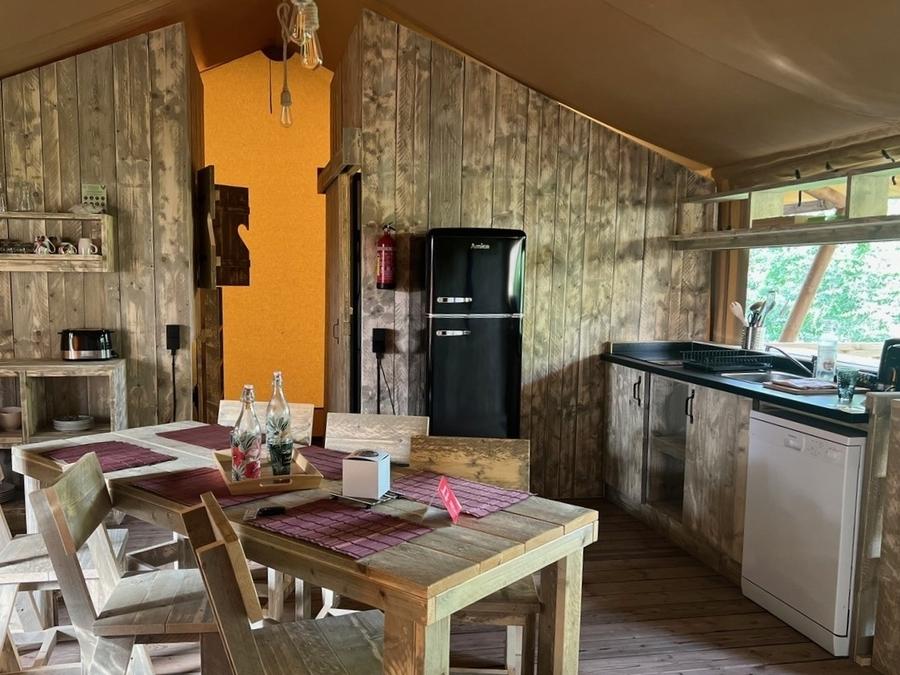 Tente en toile et en bois 6 personnes - Safari Prestige Plus 6pers 3ch 1SDB 49m² 5