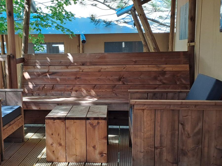 Tente en toile et en bois 6 personnes - Safari Prestige Plus 6pers 3ch 1SDB 49m² 1