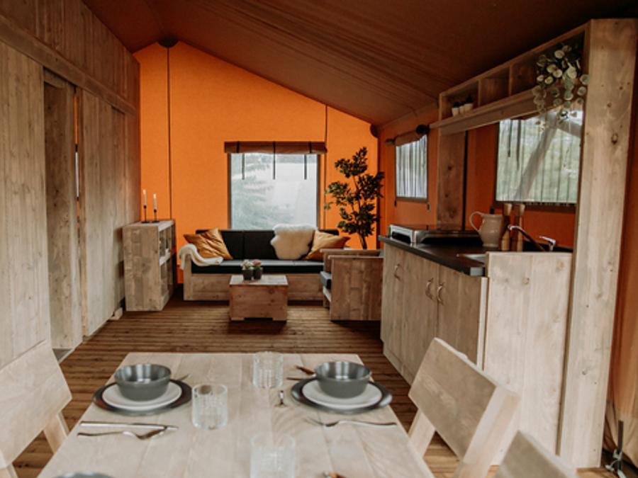 Tente en toile et en bois 6 personnes - Safari Prestige Plus 6pers 3ch 1SDB 49m² 3