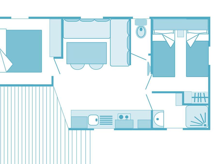 Mobilhome 5 personnes - Prestige 32m² 2 chambres - climatisation 4