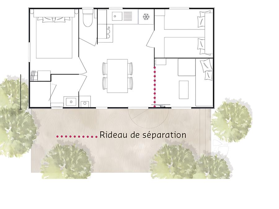 Mobilhome 5 personnes - Prestige Plus 32m² 2 chambres - climatisé 12