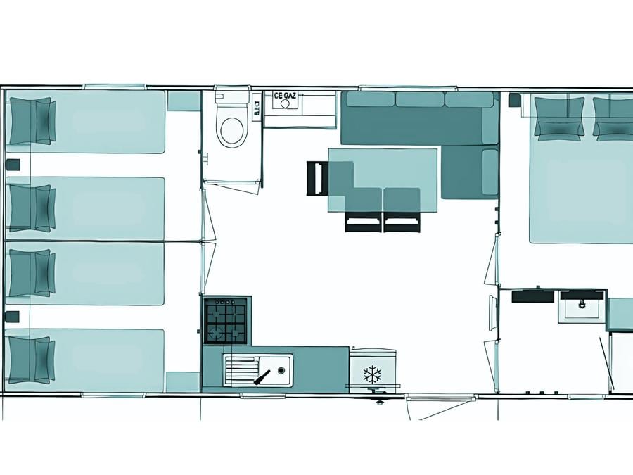 Mobilhome 6 personnes - Prestige Plus 28m² 3 chambres - climatisé 10