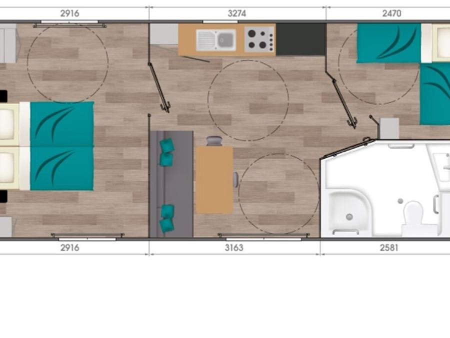 Mobilhome 4 personnes - Confort+ 2 Chambres 4 Personnes PMR 2