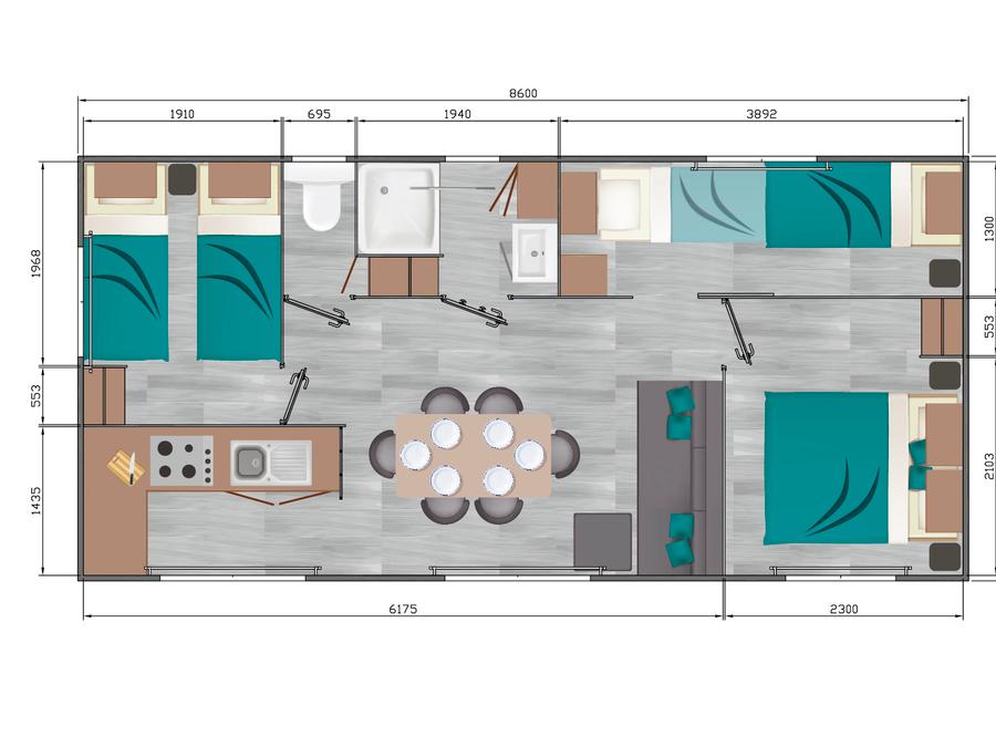 Mobilhome 6 personnes - Mobil home Confort 34m² - Pas d'animal 6