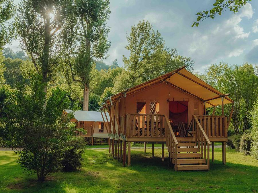 Tente en toile et en bois 5 personnes - Tente Lodge Insolite 2ch 5