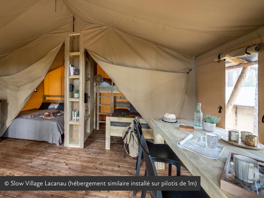 Tente en toile et en bois 5 personnes - Tente Lodge Insolite 2ch 1