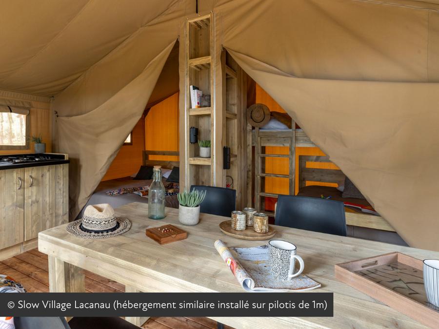 Tente en toile et en bois 5 personnes - Tente Lodge Insolite 2ch 4