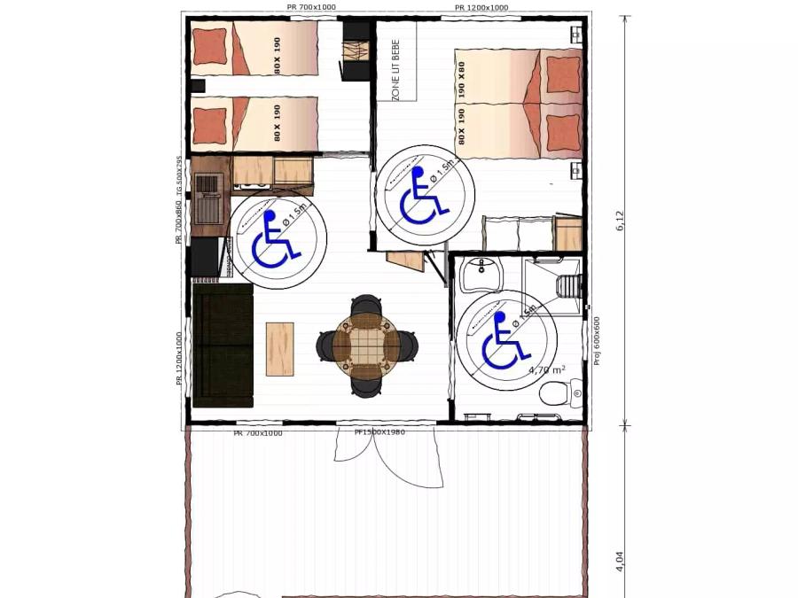 Chalet 4 personnes - PMR Origan 3 Pièces 4